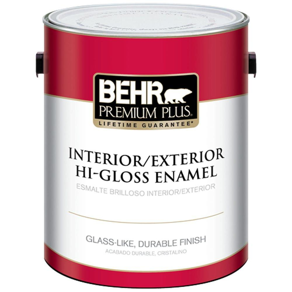 BEHR Premium Plus 1 Gal Ultra Pure White Hi Gloss Enamel Interior