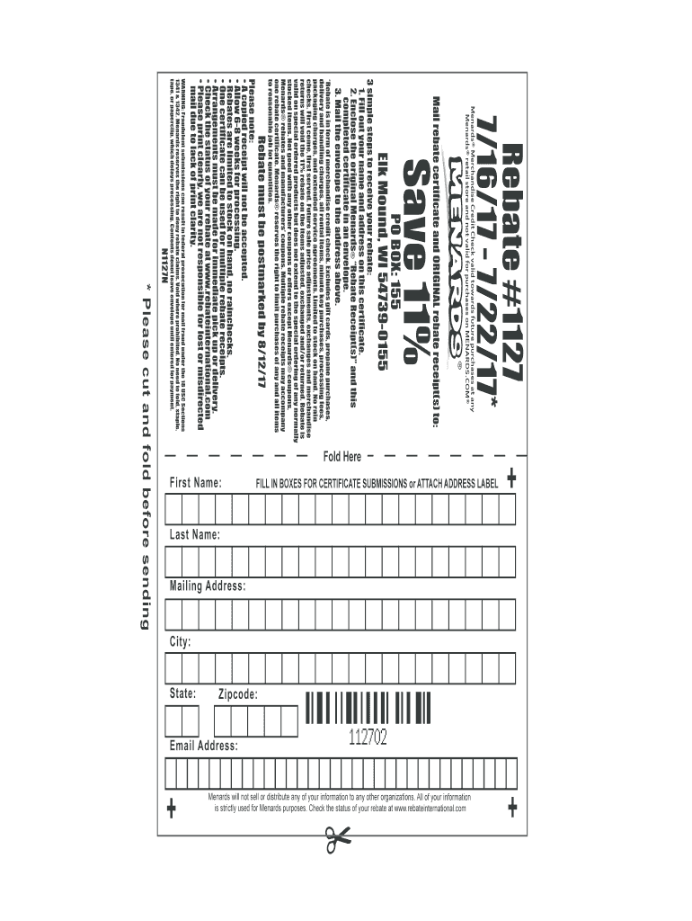 Menards Blank Rebate Form Printable Form 2022