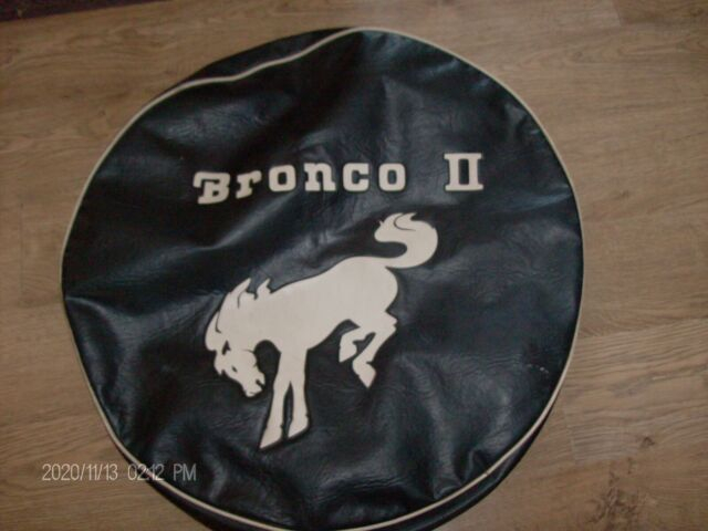 VINTAGE FORD BRONCO II SPARE WHEEL TIRE COVER BLACK VINYL BUCKING HORSE